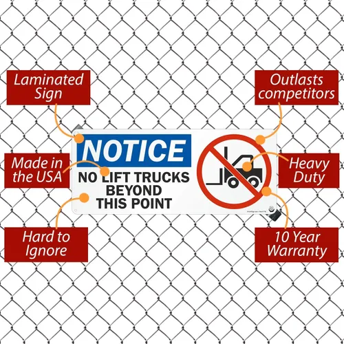 Vista 2 de SmartSign Letrero "Aviso - No Lift Trucks Beyond This Point" Aluminio de 10 x 24 pulgadas