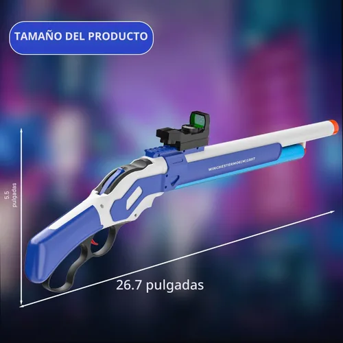 Vista 5 de Ouzhimanxing Pistola de juguete que expulsa cartuchos (27-pulgadas), pistola de juguete de balas suaves, diseño de acción de palanca, perfecta como