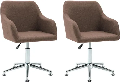 Vista 2 de Dining Chairs Set of 2, Brown Fabric Swivel, Adjustable Height, 360-Degree Rotation, Comfortable Seating for Kitchen & Dining Room