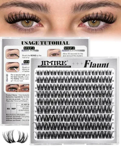 Vista 13 de Wispy Lash Racimos de Pestañas de Aspecto Natural Manga, Extensiones de Pestañas en Racimo de 0.39-0.630 in, Extensiones de pestañas en racimo en D
