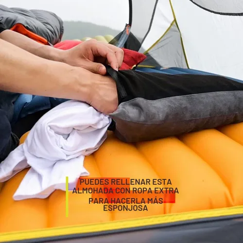 Vista 4 de ZOOOBELIVES Almohada de camping rellena de plumón para viajes, funda suave lavable, cojín de campamento pequeño para cuello y soporte lumbar sobre