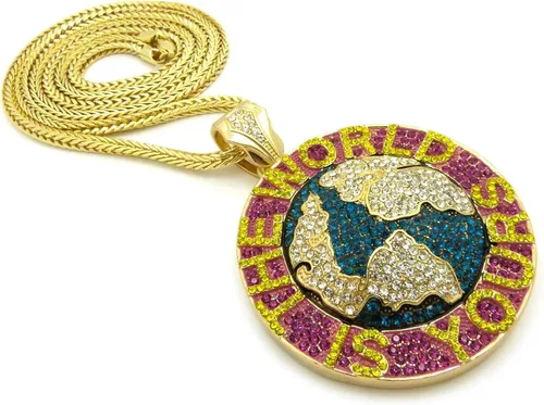 Vista 4 de GWOOD The World is Yours - Colgante de metal con collar de Franco