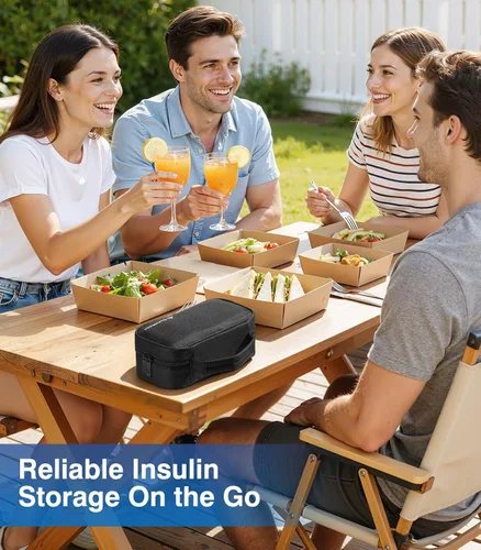 Vista 8 de Glucoracy Estuche de viaje enfriador de insulina, bolsa de transporte para medicamentos diabéticos con 2 paquetes de hielo de 5.64 oz aprobados por