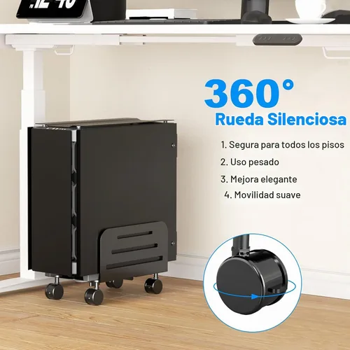 Vista 4 de suptek Soporte de torre para computadora, soporte móvil para CPU, soporte móvil de 5.5 a 9.8 pulgadas de ancho, ajustable, con ruedas giratorias