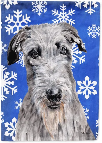 Vista 255 de Caroline's Treasures SC9374GF Bulldog English Snow flakes Holiday Garden Flag Buzón Bandera decorativa para patio exterior, patio, obras de arte