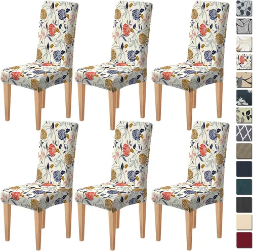 Vista 46 de Dioxide Fundas de Silla de Alto Estirar para Sillas de Comedor, Juego de Fundas de Silla de Comedor Lavables de 4, Fundas de Asiento de Silla