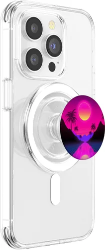 Vista 3 de Retrowave 80s Synthwave Vaporwave PopSockets MagSafe PopGrip for iPhone