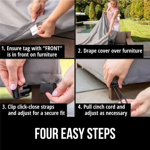 Vista 7 de GORILLA GRIP Funda impermeable para silla de patio al aire libre, tamaño mediano, 30 pulgadas, juegos de fundas ajustables para muebles