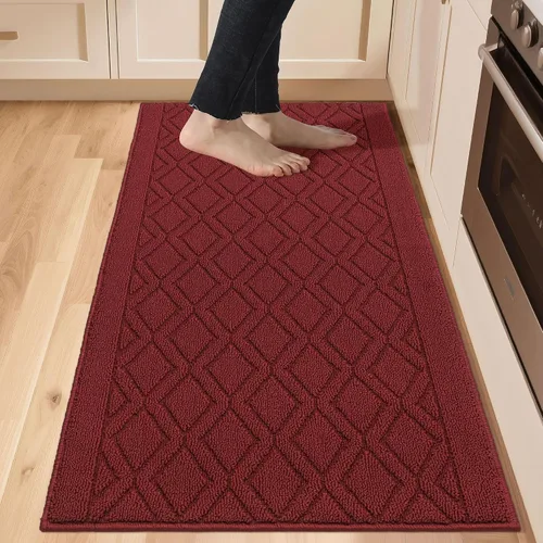 Vista 33 de COSY HOMEER Tapete de cocina antideslizantes, absorbentes para el piso, alfombra de cocina lavable, tapete de pie para fregadero, alfombra de Beige