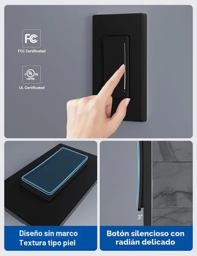 Vista 3 de ELEGRP Interruptor Regulador de Luz Inteligente DTR30, Unipolar o 3 Vías, Regulador Táctil Wi-Fi de 2.4GHz Compatible con Alexa/Google Assistant