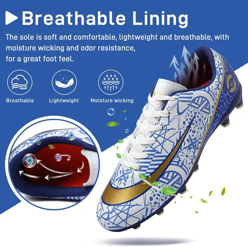 Vista 3 de GRESKY Tacos de fútbol para hombre y mujer, zapatos de fútbol para interiores y exteriores AGTF