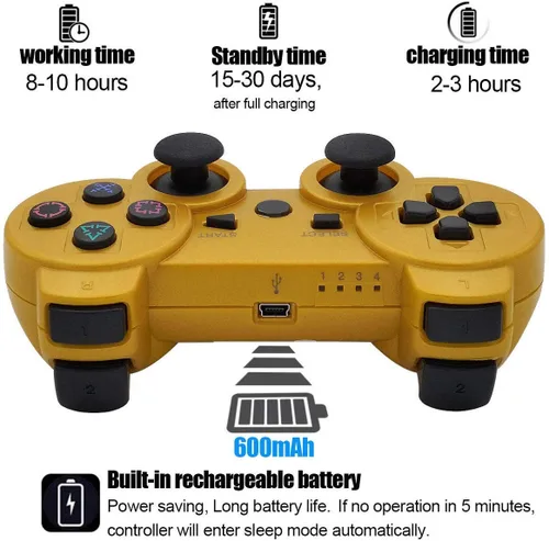 Vista 24 de Ceozon PS3 Controller Wireless 2 Pack Gamepad Compatible for PS3 Remote Joystick with Charging Cables Black and Black