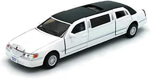 Vista 3 de KiNSMART 1999 Lincoln Town Car - Limusina elástica negra de 7 pulgadas, escala 1:38, modelo de metal fundido a presión, juguete de limusina
