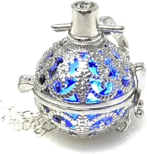 Vista 8 de UMBRELLALABORATORY Collar Steampunk Fire medallón brillante Gran regalo para mujeres, madre, padre, linda joyería mágica, Metal