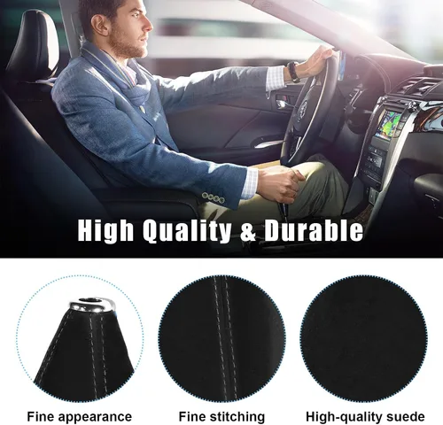 Vista 3 de Funda para pomo de cambios de coche, cubierta para pomo de cambios para protección, funda para palanca de cambios de cuero manual/automático