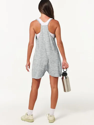 Vista 8 de Caracilia Mameluco para mujer, de verano, casual, sin mangas, suelto, con tirantes delgados, pantalones cortos, overol 2025 para vacaciones
