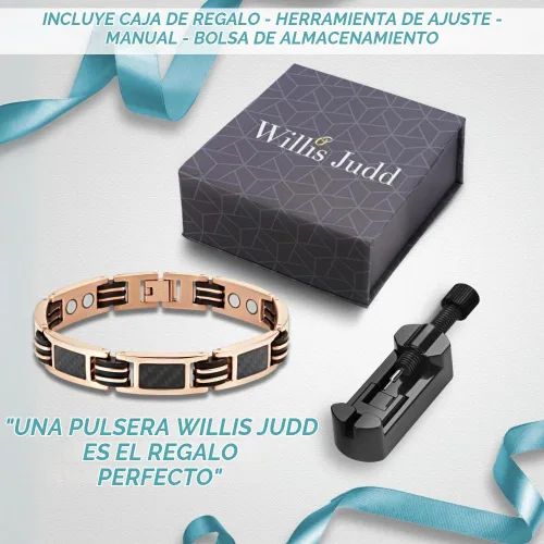 Vista 7 de Willis Judd Pulseras para hombres Titanium Mens pulsera negro fibra de carbono tamaño ajustable
