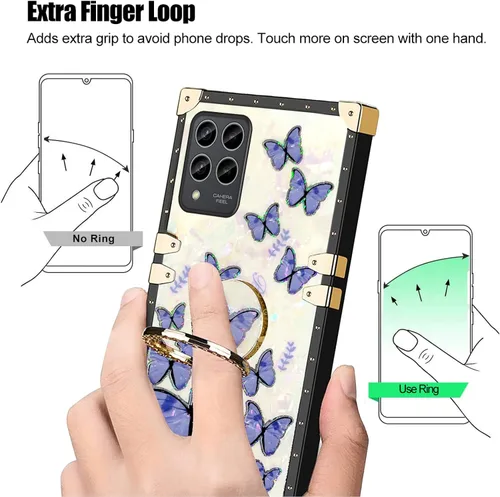 Vista 3 de Funda para Revvl 6 Pro para mujer, elegante funda protectora de TPU con función atril para Revvl 6 Pro (mariposa púrpura)