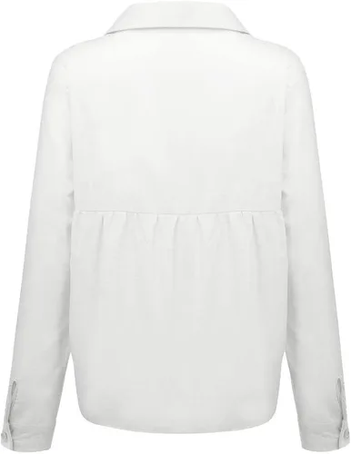 Vista 5 de Camisas casuales con botones para mujer, cuello en V, manga larga, talla grande, estampado de moda, con solapa, camisas de algodón retro