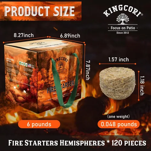 Vista 3 de Iniciadores de fuego, 120 piezas hemisferios de carbón cuadrados para barbacoa, parrilla, chimenea, fogatas, estufas de leña ahumado, chimenea