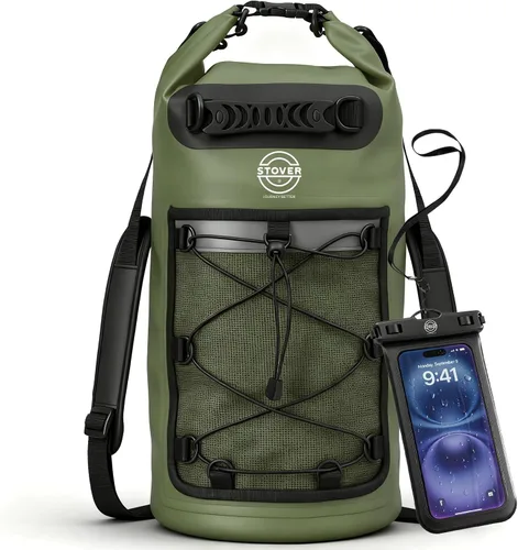 Vista 20 de STOVER 5/10/25/30/40/55L Waterproof Dry Bag- Roll-Top Backpack w/Phone Case- Kayaking, Hiking, Camping, Boating- Men/Women