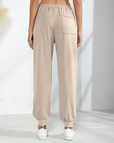 Vista 4 de Pantalones deportivos holgados para mujer, 2 piezas, pantalones deportivos de cintura alta para entrenamiento