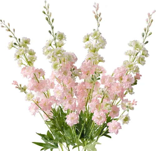 Vista 15 de ZYTUYO Flor Artificial de Delfinium 4 Piezas 85 cm Flor de Espuela Artificial de Tallo Largo Ramos de Flores de Seda Artificiales Planta
