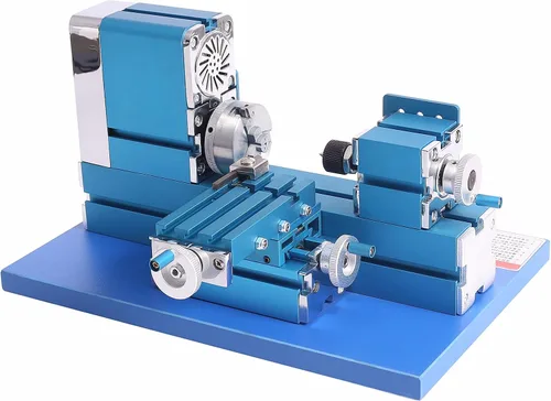 Vista 8 de Mini máquina de torno de metal, herramienta universal CNC DIY Torno de madera de sobremesa, Metalworking motorizado, Máquina de perforación superior