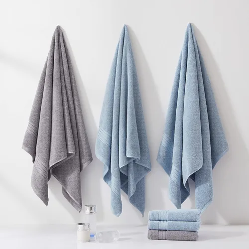 Vista 4 de COZYART - Juego de 6 toallas de baño de algodón turco, color azul claro, suaves, altamente absorbentes y duraderas, 19.17 oz/yd², incluye 2 toallas