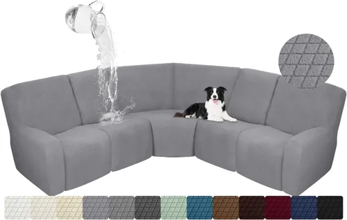 Vista 25 de ALIECOM Funda para Consola Central de Sillón Reclinable, Funda Elástica para Sofá Seccional Reclinable en Forma de L, Funda de Esquinas para Sofá
