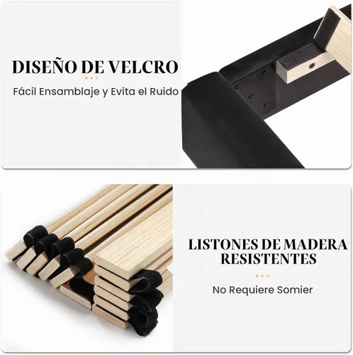 Vista 9 de SHA CERLIN Marco de cama individual con plataforma tapizada de terciopelo con cabecero, soporte de listones de madera resistente, base de colchón