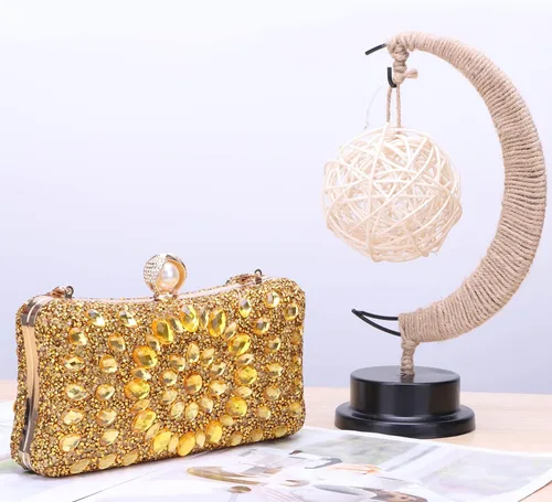 Vista 5 de Lanpet Bolso de mano multicolor con diamantes de imitación de cristal para mujer, bolso de hombro con correa de cadena