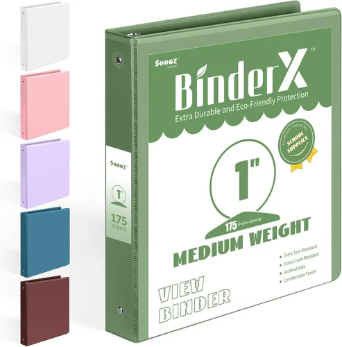 Vista 28 de BinderX - Carpeta de 3 anillos redondos extraduradera de 1 pulgada, se adapta a 175 hojas de papel de 8.5 x 11 pulgadas, cubierta personalizable