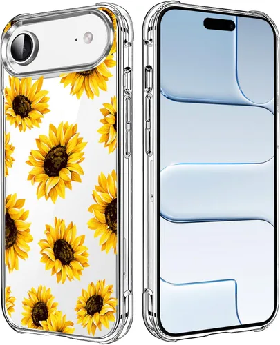 Vista 111 de Funda transparente de girasol compatible con iPhone SE 2022 SE 2020 7 8, funda trasera floral para niñas y mujeres, funda protectora transparente