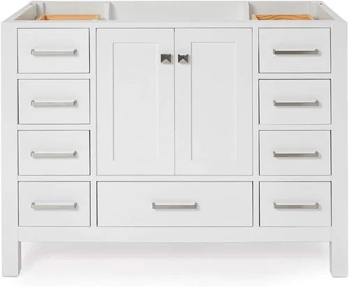 Vista 88 de ARIEL Cambridge Mueble base de tocador de baño de 36 pulgadas, madera maciza, 2 puertas de cierre suave, 5 cajones de cola de milano, roble marrón