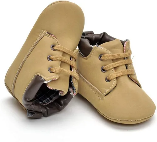 Vista 4 de Zapatos de bebé para niños de alta calidad, color marrón