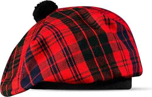 Vista 44 de Sombrero escocés Tam o Shanter Gorro escocés Tartan P.V Tartan (poliviscosa) Mezcla de lana con pompón Talla única para todos.