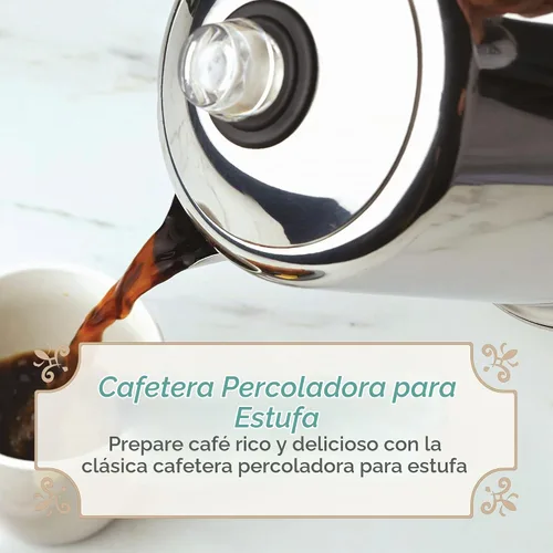 Vista 4 de Farberware Classic Yosemite - Percolador de café de acero inoxidable, 8 tazas, color plateado