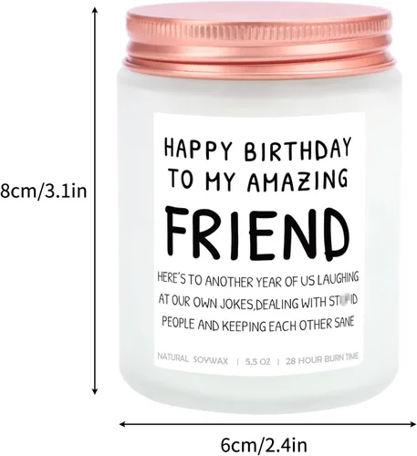 Vista 9 de Regalos de feliz cumpleaños para amigos y mejores amigos – Regalo divertido y de vela de lavanda para mamá, Navidad y día de la madre