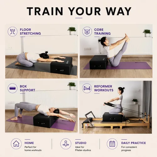 Vista 6 de EchoMe Pilates Reformer - Caja para sentarse, accesorio de pilates para ejercicios