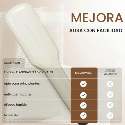 Vista 2 de MEGAWISE Serie de cepillos alisadores de cabello (blanco perla)