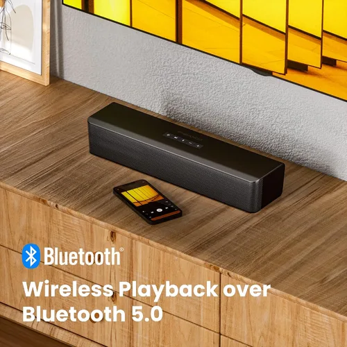Vista 5 de Barras de sonido compactas 2.1 para TV con subwoofer, conexión HDMI ARC/Bluetooth 5.0/Óptica/AUX/RCA, control remoto, graves ajustables, montaje