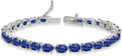 Vista 21 de B. BRILLIANT Pulsera para mujer, pulsera de piedra natal, 0.236 x 0.157 pulgadas, de corte ovalado, auténtica o sintética, pulseras de plata de ley