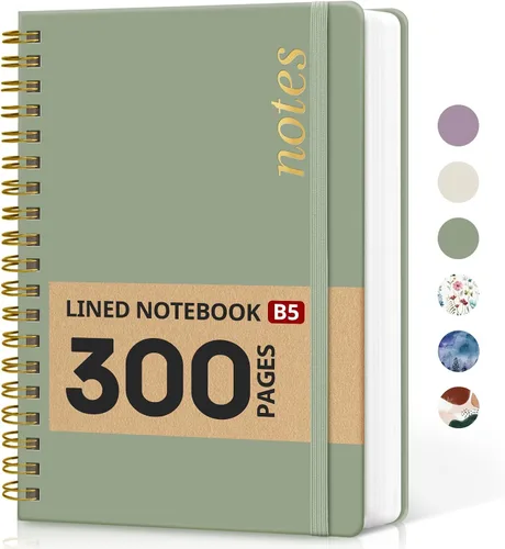 Vista 13 de Cuaderno rayado en espiral para el trabajo, 300 páginas gruesas B5 (7.1 x 10 pulgadas), diario a rayas universitarias para mujeres y escritura