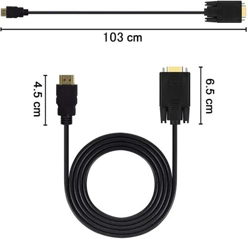 Vista 3 de Wonlyus Cable HDMI a VGA chapado en oro 1080P HDMI macho a VGA macho adaptador de video activo cable convertidor (3 pies/3.3 ft)