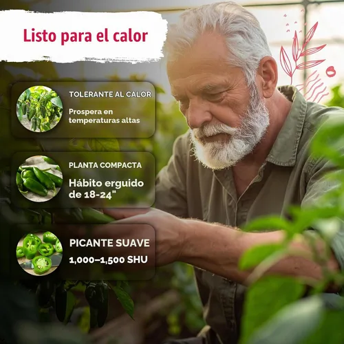 Vista 4 de 100 semillas vegetales tradicionales de pimienta jalapeña Tam, Capsicum Annuum