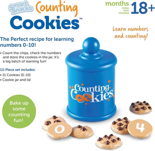Vista 5 de Learning Resources Smart Counting Cookies - Alimentos de juego de chispas de chocolate, actividades preescolares, juguete sensorial para niños