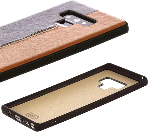 Vista 4 de Funda de cuero bicolor PU para Samsung Galaxy Note 9, color marrón y negro