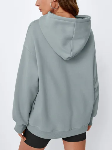 Vista 4 de EFAN Sudaderas de gran tamaño con capucha de forro polar para mujer, trajes de moda de otoño 2025, ropa linda con bolsillos