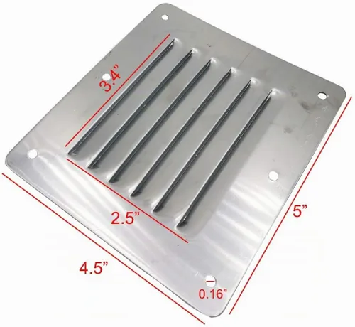 Vista 3 de Cubierta de rejilla de ventilación de cabina de barco, rejilla de ventilación de 4-1/2 x 5 pulgadas, cubierta de panel de ventilación de aire